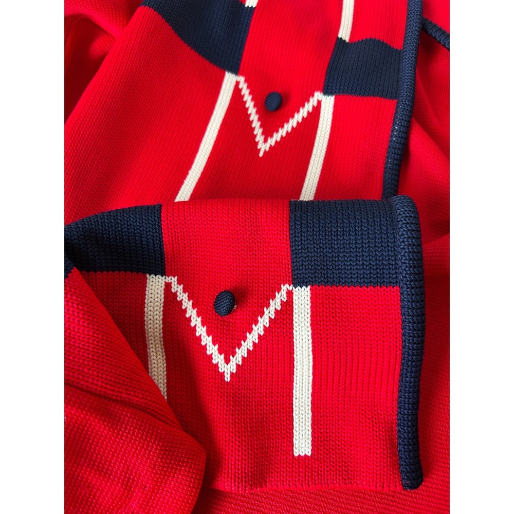 Vintage 1960s Double Knit Mod Cardigan Sweater Open Front ILGWU Red Size Medium - Picture 6 of 8